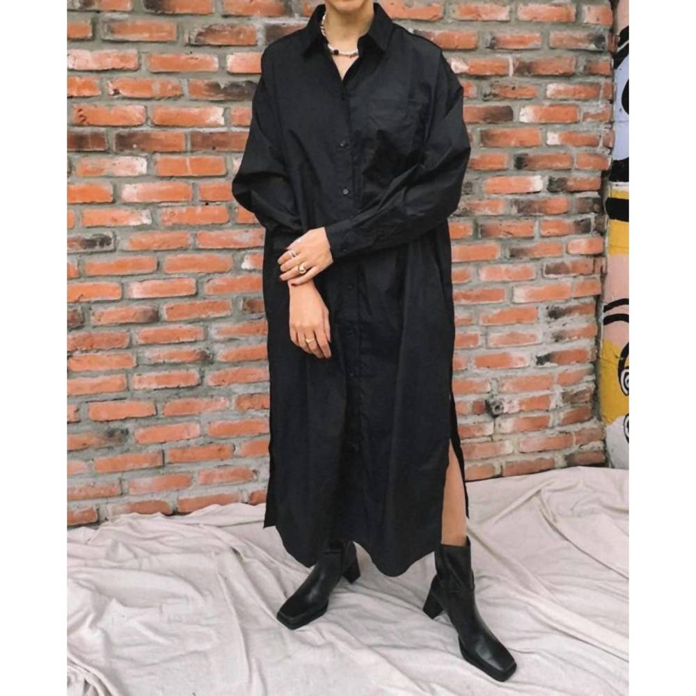 NEW OVAL SQUARE cover shirt dress in black